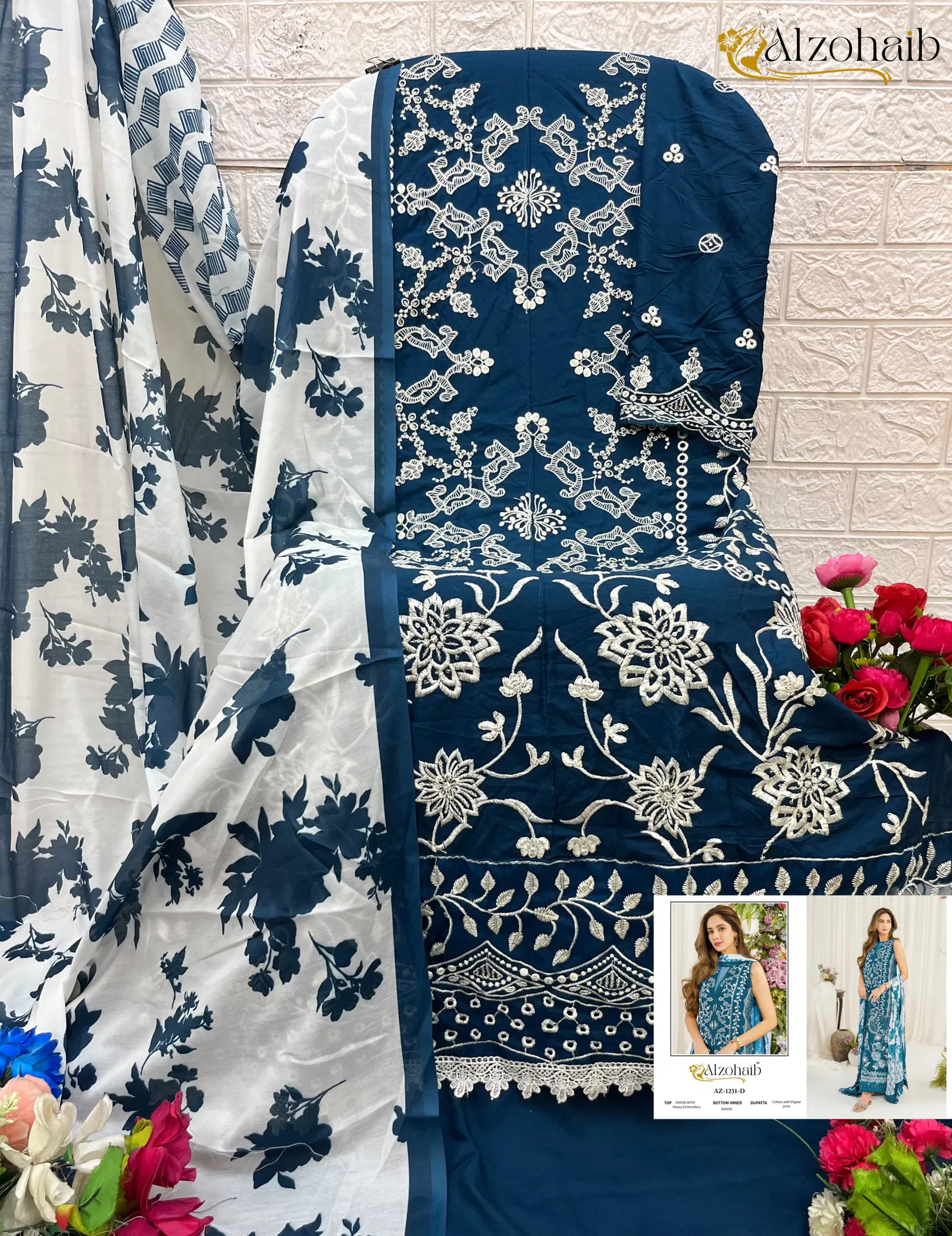 Ruba Vol 1 By Alzohaib Cotton Dupatta Pakistani Salwar Suits Exporters In India